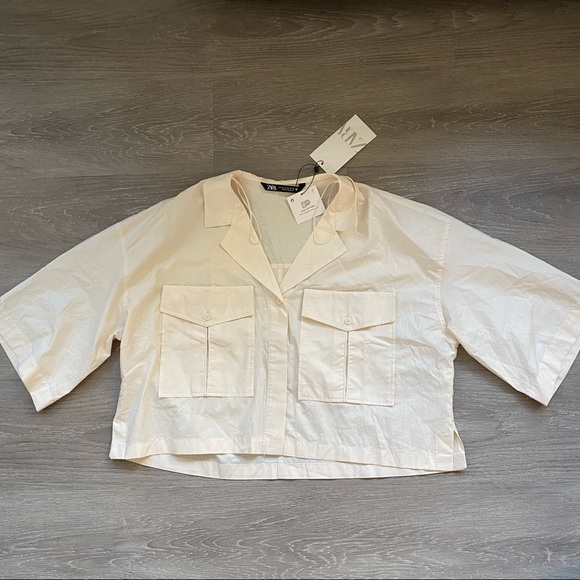 Zara Cropped Oversized Pocket Shirt - Picture 3 of 6